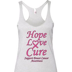 Ladies Breast Cancer Hope Love Cure Tri Blend Racerback