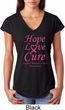 Ladies Breast Cancer Hope Love Cure Tri Blend V-neck