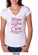 Ladies Breast Cancer Hope Love Cure Tri Blend V-neck