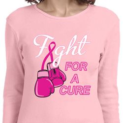 Ladies Breast Cancer Shirt Fight For a Cure Long Sleeve Tee T-Shirt
