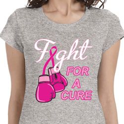 Ladies Breast Cancer Shirt Fight For a Cure Longer Length Tee T-Shirt