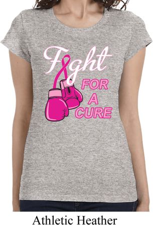 Ladies Breast Cancer Shirt Fight For a Cure Longer Length Tee T-Shirt
