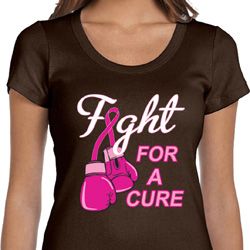 Ladies Breast Cancer Shirt Fight For a Cure Scoop Neck Tee T-Shirt