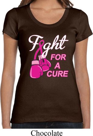 Ladies Breast Cancer Shirt Fight For a Cure Scoop Neck Tee T-Shirt