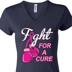 Ladies Breast Cancer Shirt Fight For a Cure V-neck Tee T-Shirt