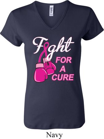 Ladies Breast Cancer Shirt Fight For a Cure V-neck Tee T-Shirt