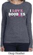 Ladies Breast Cancer Shirt I Love Boobies Long Sleeve Tee T-Shirt