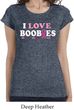 Ladies Breast Cancer Shirt I Love Boobies Longer Length Tee T-Shirt