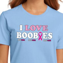 Ladies Breast Cancer Shirt I Love Boobies Organic Tee T-Shirt