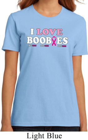Ladies Breast Cancer Shirt I Love Boobies Organic Tee T-Shirt