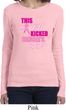 Ladies Breast Cancer Shirt Kicked Cancers Ass Long Sleeve Tee T-Shirt