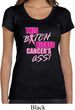 Ladies Breast Cancer Shirt Kicked Cancers Ass Scoop Neck Tee T-Shirt