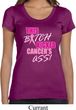 Ladies Breast Cancer Shirt Kicked Cancers Ass Scoop Neck Tee T-Shirt