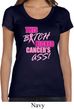 Ladies Breast Cancer Shirt Kicked Cancers Ass Scoop Neck Tee T-Shirt