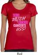 Ladies Breast Cancer Shirt Kicked Cancers Ass Scoop Neck Tee T-Shirt