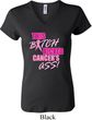 Ladies Breast Cancer Shirt Kicked Cancers Ass V-neck Tee T-Shirt