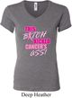 Ladies Breast Cancer Shirt Kicked Cancers Ass V-neck Tee T-Shirt