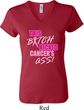 Ladies Breast Cancer Shirt Kicked Cancers Ass V-neck Tee T-Shirt