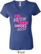 Ladies Breast Cancer Shirt Kicked Cancers Ass V-neck Tee T-Shirt