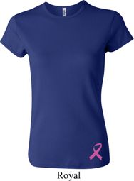 Ladies Breast Cancer Shirt Pink Ribbon Bottom Print Crewneck T-Shirt