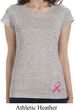 Ladies Breast Cancer Shirt Pink Ribbon Bottom Print Longer Length Tee