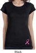 Ladies Breast Cancer Shirt Pink Ribbon Bottom Print Longer Length Tee
