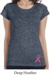 Ladies Breast Cancer Shirt Pink Ribbon Bottom Print Longer Length Tee