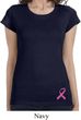 Ladies Breast Cancer Shirt Pink Ribbon Bottom Print Longer Length Tee