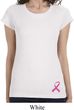 Ladies Breast Cancer Shirt Pink Ribbon Bottom Print Longer Length Tee