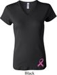 Ladies Breast Cancer Shirt Pink Ribbon Bottom Print V-neck Tee T-Shirt