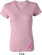 Ladies Breast Cancer Shirt Pink Ribbon Bottom Print V-neck Tee T-Shirt
