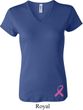 Ladies Breast Cancer Shirt Pink Ribbon Bottom Print V-neck Tee T-Shirt
