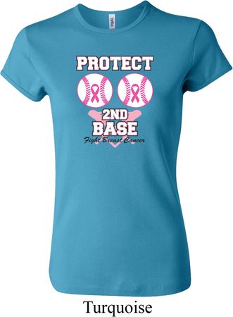Ladies Breast Cancer Shirt Protect 2nd Base Crewneck Tee T-Shirt