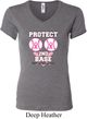 Ladies Breast Cancer Shirt Protect 2nd Base V-neck Tee T-Shirt