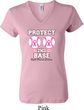 Ladies Breast Cancer Shirt Protect 2nd Base V-neck Tee T-Shirt