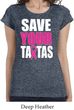 Ladies Breast Cancer Shirt Save Your Tatas Longer Length Tee T-Shirt