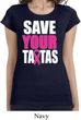 Ladies Breast Cancer Shirt Save Your Tatas Longer Length Tee T-Shirt