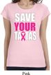 Ladies Breast Cancer Shirt Save Your Tatas Longer Length Tee T-Shirt