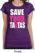 Ladies Breast Cancer Shirt Save Your Tatas Longer Length Tee T-Shirt