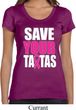 Ladies Breast Cancer Shirt Save Your Tatas Scoop Neck Tee T-Shirt