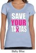 Ladies Breast Cancer Shirt Save Your Tatas Scoop Neck Tee T-Shirt