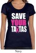 Ladies Breast Cancer Shirt Save Your Tatas Scoop Neck Tee T-Shirt