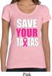 Ladies Breast Cancer Shirt Save Your Tatas Scoop Neck Tee T-Shirt
