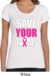 Ladies Breast Cancer Shirt Save Your Tatas Scoop Neck Tee T-Shirt