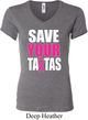 Ladies Breast Cancer Shirt Save Your Tatas V-neck Tee T-Shirt