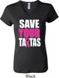 Ladies Breast Cancer Shirt Save Your Tatas V-neck Tee T-Shirt