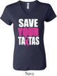 Ladies Breast Cancer Shirt Save Your Tatas V-neck Tee T-Shirt