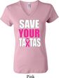 Ladies Breast Cancer Shirt Save Your Tatas V-neck Tee T-Shirt