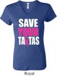 Ladies Breast Cancer Shirt Save Your Tatas V-neck Tee T-Shirt