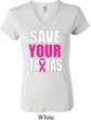 Ladies Breast Cancer Shirt Save Your Tatas V-neck Tee T-Shirt